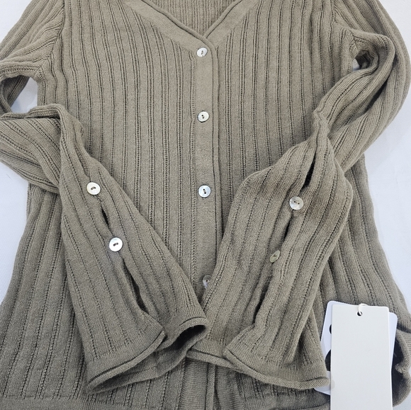 NWT Commense Brown Ribbed Button-Front Cardigan Sweater Top Size M - Picture 7 of 9